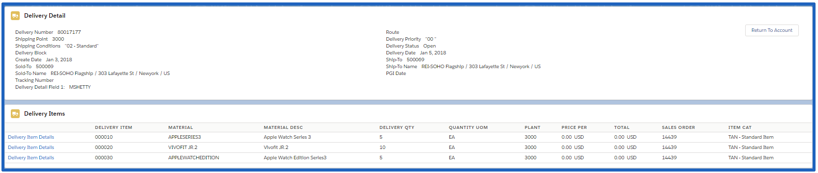 Delivery Detail Component